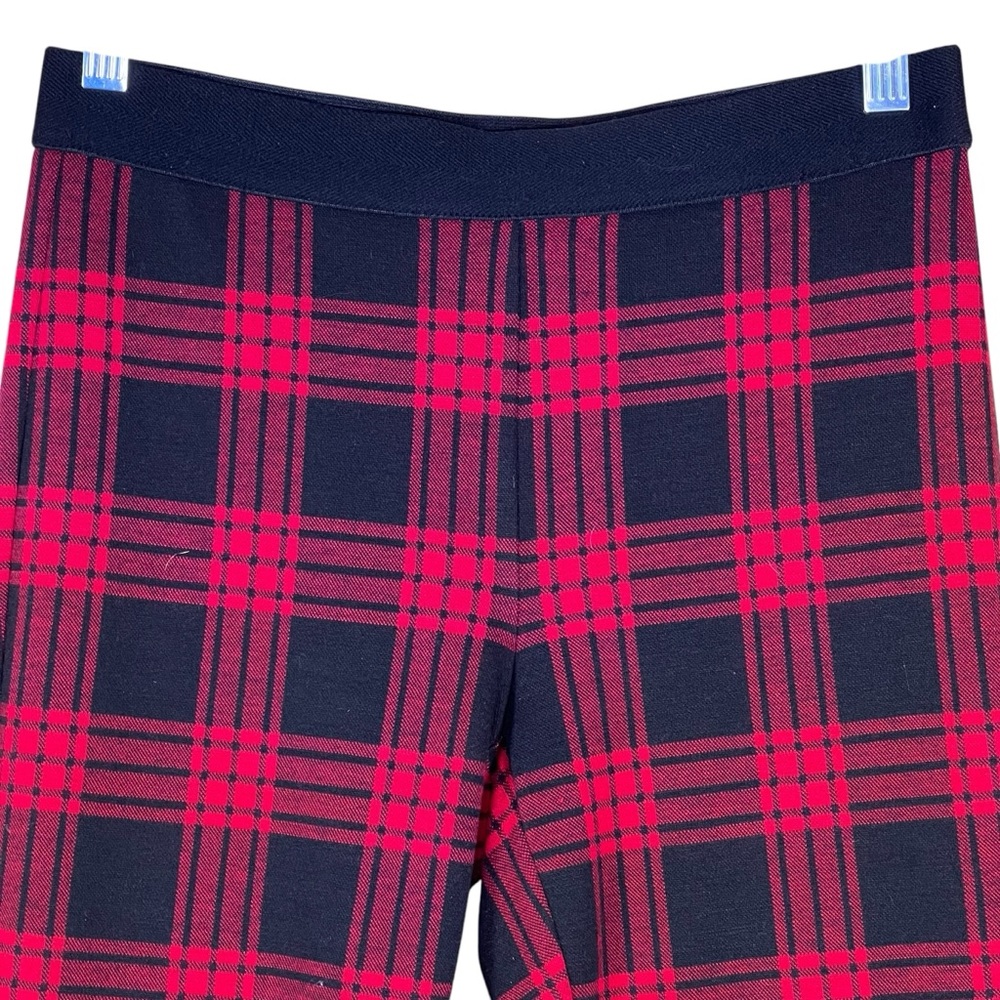 Talbots Red & Black Plaid Stretch Knit Straight Leg Pants Leggings Size 2 EUC - Picture 2 of 10